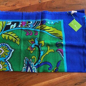 Vera Bradley Soft 100% Wool Scarf Emerald Paisley Design New with Tags
